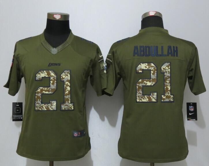 Women New Nike Detroit Lions 21 Abdullah Green Salute To Service Limited Jersey